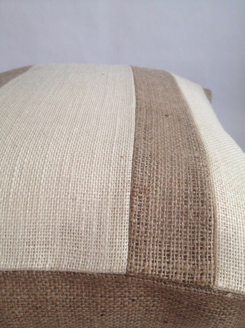 Double Two Tone Stripe Burlap Pillow Cover Etsy