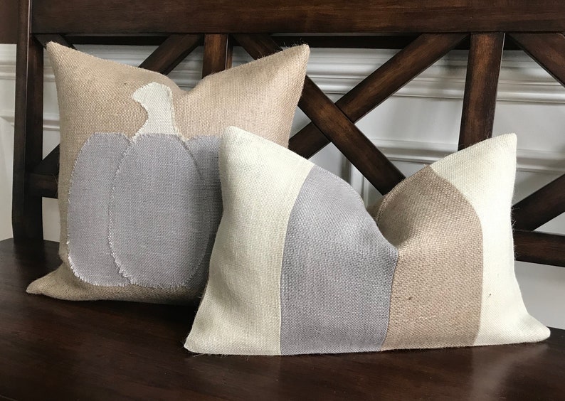 Cream Light Gray and Natural Striped Lumbar Pillow Cover Etsy