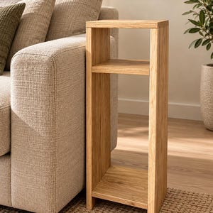Solid Oak Narrow Bedside Table | Scandinavian Japandi Slim Cabinet