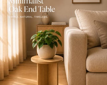 Soporte para plantas de roble macizo / Mesa auxiliar Japandi, pedestal escandinavo