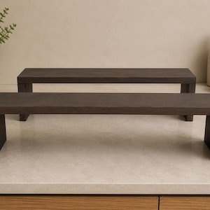 Solid Oak Shelf | Minimalist Countertop Storage Organizer Dark Brown