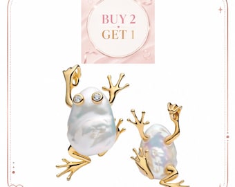 Pendentif grenouille extra-large en perle baroque de culture d'eau douce traitée, cadeau pour elle, bijou en argent 925