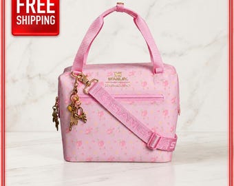 Stanley x LoveShackFancy Ibiza Sunset Pink Julienne Mini Cooler Bag, Insulated Floral Lunch Tote with Strap & Keychains