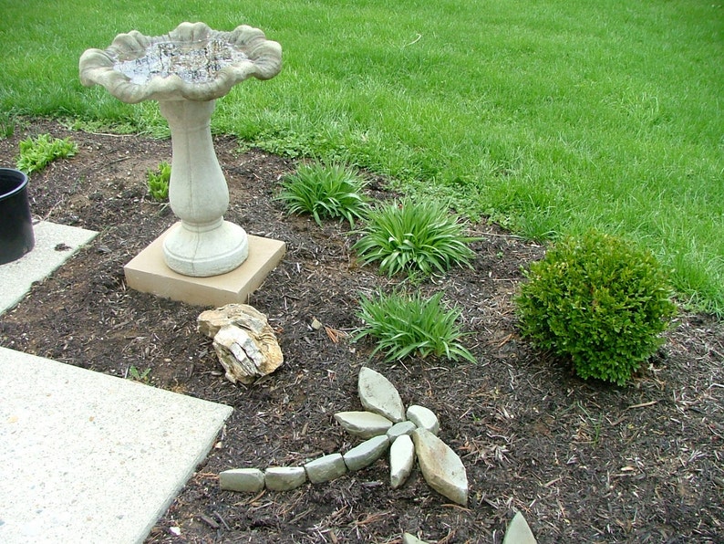 Stone Flowers Garden Art Dragonfly Hand Chipped Sandstone Etsy