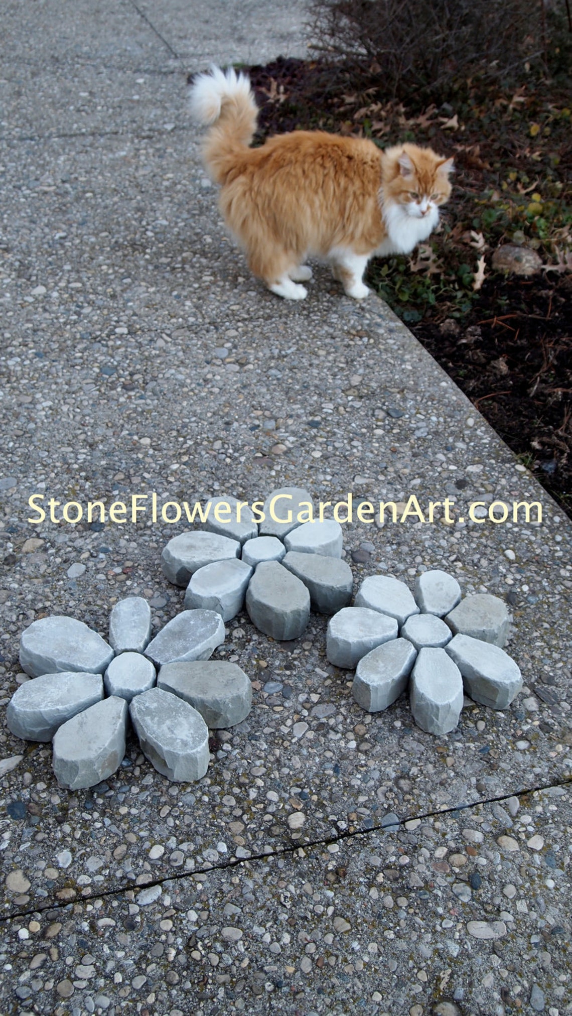 Stone Flowers Garden Art Flower Bouquet 2 Etsy