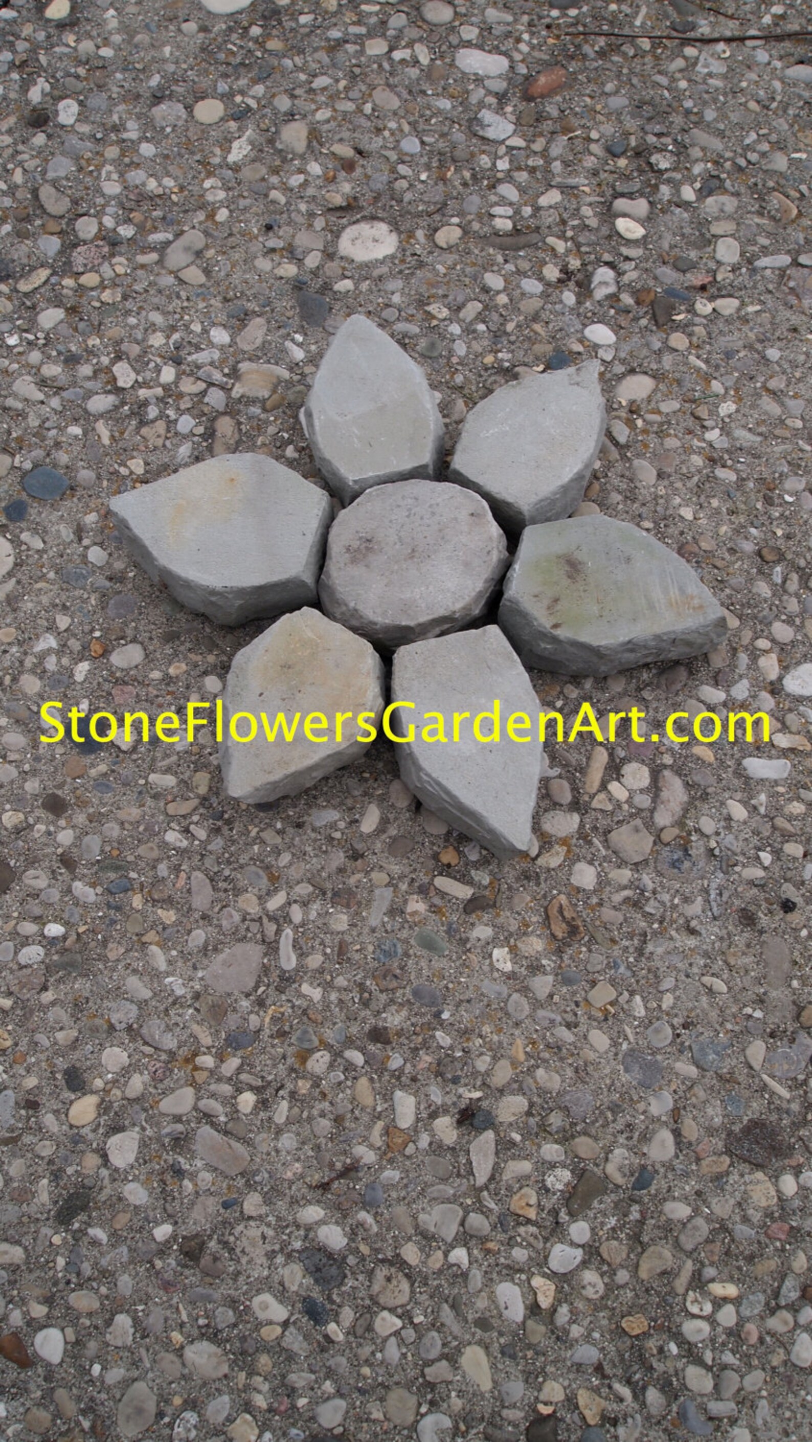 Stone Flowers Garden Art Wide Petal Flower Etsy