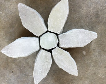 Stone Flowers Garden Art         Hand Chipped Sandstone Flower