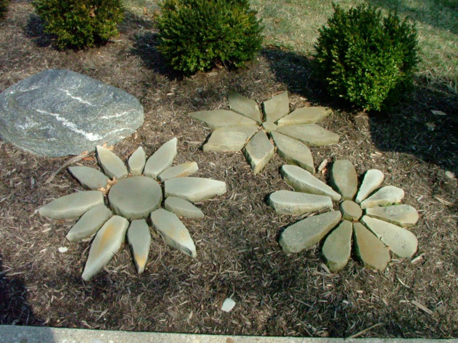 Stone Flowers Garden Art Wide Petal Flower Etsy