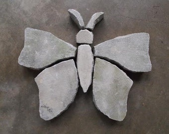 Stone Flowers Garden Art Butterfly #1