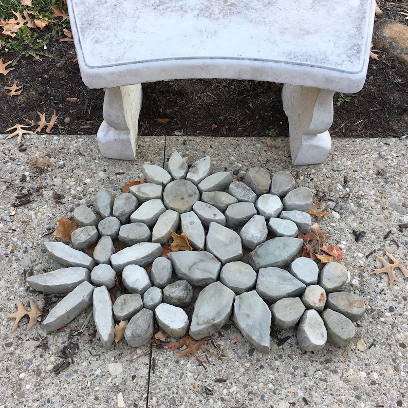 Stone Flowers Garden Art Sunflower Etsy