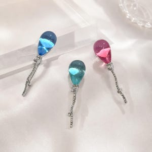 Crystal Balloon Brooch Pin, Sparkling Chain Tassel Lapel Pin, Elegant Statement Jewelry, Bling Blazer Accessory, Unique Gift for Her