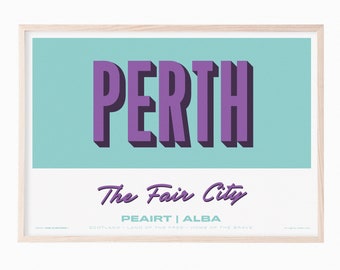 Perth - Scotland - Souvenir Destination Unframed Print - Retro Vintage Travel Print - Favourite City Poster