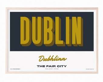 Dublin - Ireland City Print UK - Souvenir Destination Unframed Print - Retro Vintage Travel Print - Favourite City Poster - Unframed