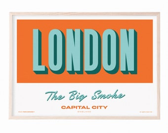 London - England City Print UK - Souvenir Destination Unframed Print - Retro Vintage Travel Print - Favourite City Poster - Unframed