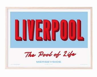 Liverpool - England City Print UK - Souvenir Destination Unframed Print - Retro Vintage Travel Print - Favourite City Poster - Unframed