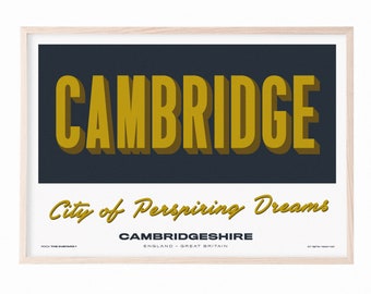 Cambridge - England City Print UK - Souvenir Destination Print - Retro Vintage Travel Print - Favourite City Poster - Unframed