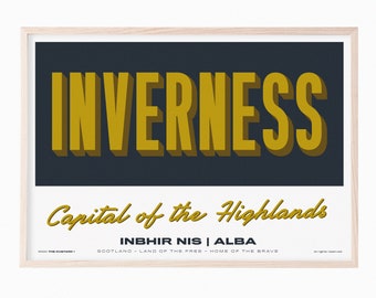 Inverness - Scotland - Souvenir Destination Unframed Print - Retro Vintage Travel Print - Favourite City Poster