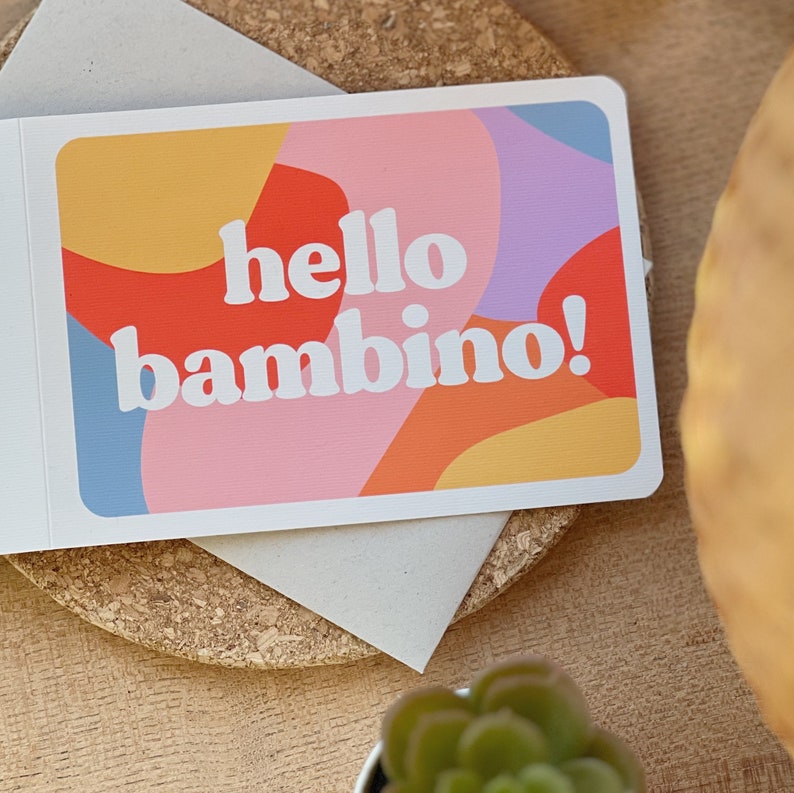 Hello Bambino New Baby Card, Welcome to the World Card, New Born, Baby Girl Card, Baby Boy Card, Baby Shower Card, Colourful Design UK image 4