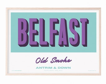 Belfast - Northern Ireland - City Print UK - Souvenir Destination Unframed Print - Retro Vintage Travel Print - Favourite City Poster