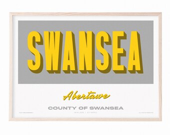 Swansea - Wales - City Print UK - Souvenir Destination Unframed Print - Retro Vintage Travel Print - Favourite City Poster - Unframed