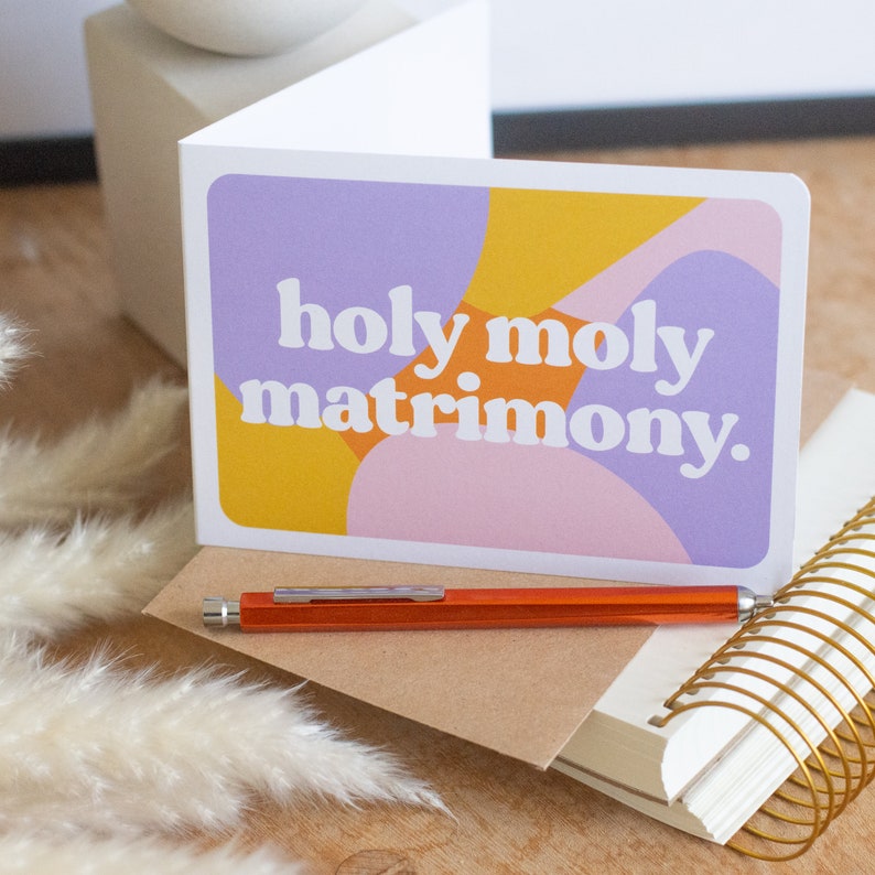Holy Moly Matrimony Engagement Card Wedding Card Bridesmaid Card Funny Wedding Card UK image 1