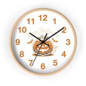 Witch Silhouette Wall Clock | Halloween Moon, Bats and Lantern