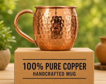 Set of 2 Hammered Copper Moscow Mule Mugs, 100% Pure Handmade Drinkware, Handmade Drinkware, Housewarming Gift for love Once