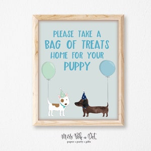 Puppy Dog Party Treat Sign, Printable, Blue Dog Birthday Party, Puppy ...