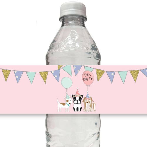 Puppy Dog Water Bottle Wrap Label Printable Pet Adoption | Etsy