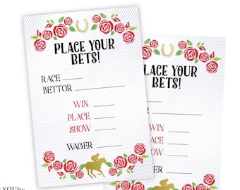 Horse Race Betting Cards, Editable Printable File, Bet, Bettor, Wager, Pool Kentucky, Preppy Stripe, Derby, Download, Digital File