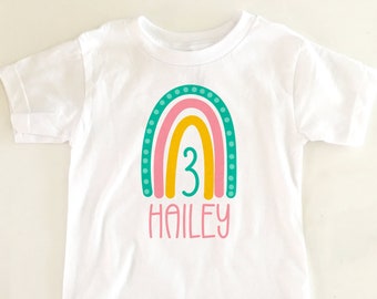 Rainbow Birthday Party T-shirt, Bodysuit, Custom Printed, Pawty, Paw-ty, Baby, Kid