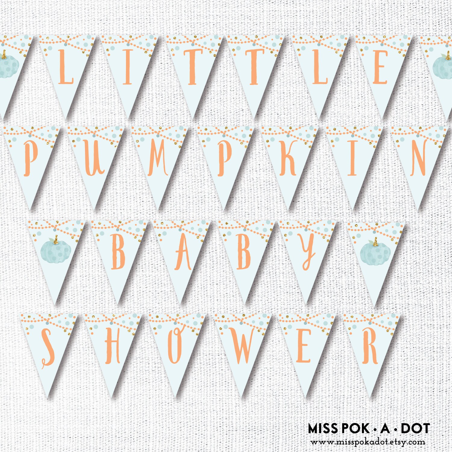 Printable Pennant Banner Little Pumpkin Baby Shower | Etsy