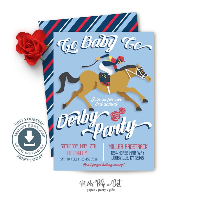 Kentucky Derby Party Invitation Editable Digital Download Etsy