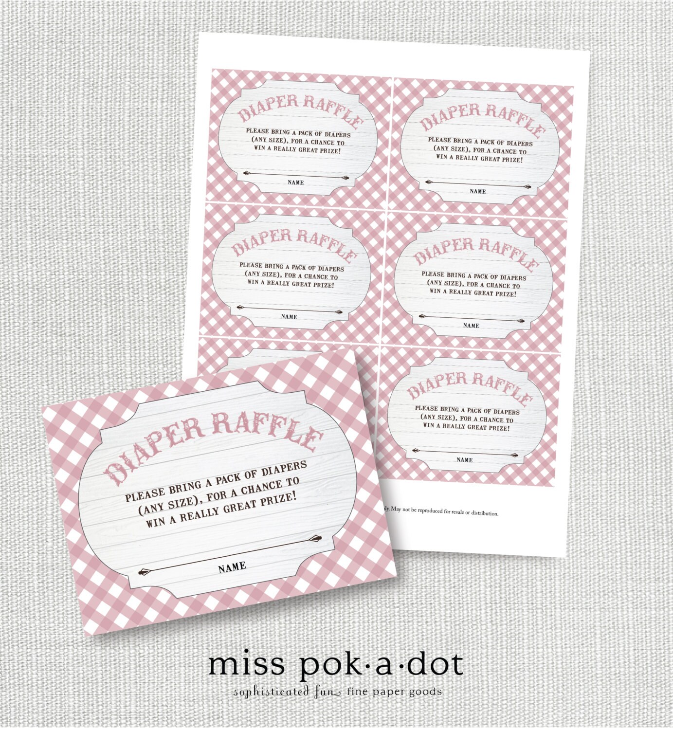 PINK BABY Q Diaper Raffle Ticket Card Insert Card Baby - Etsy