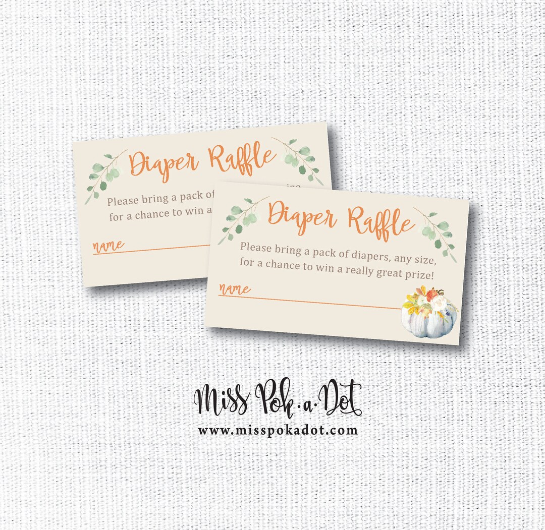 Fall Diaper Raffle Tickets Printable White Pumpkin Diaper Raffle Ticket Printable Fall Baby - Etsy