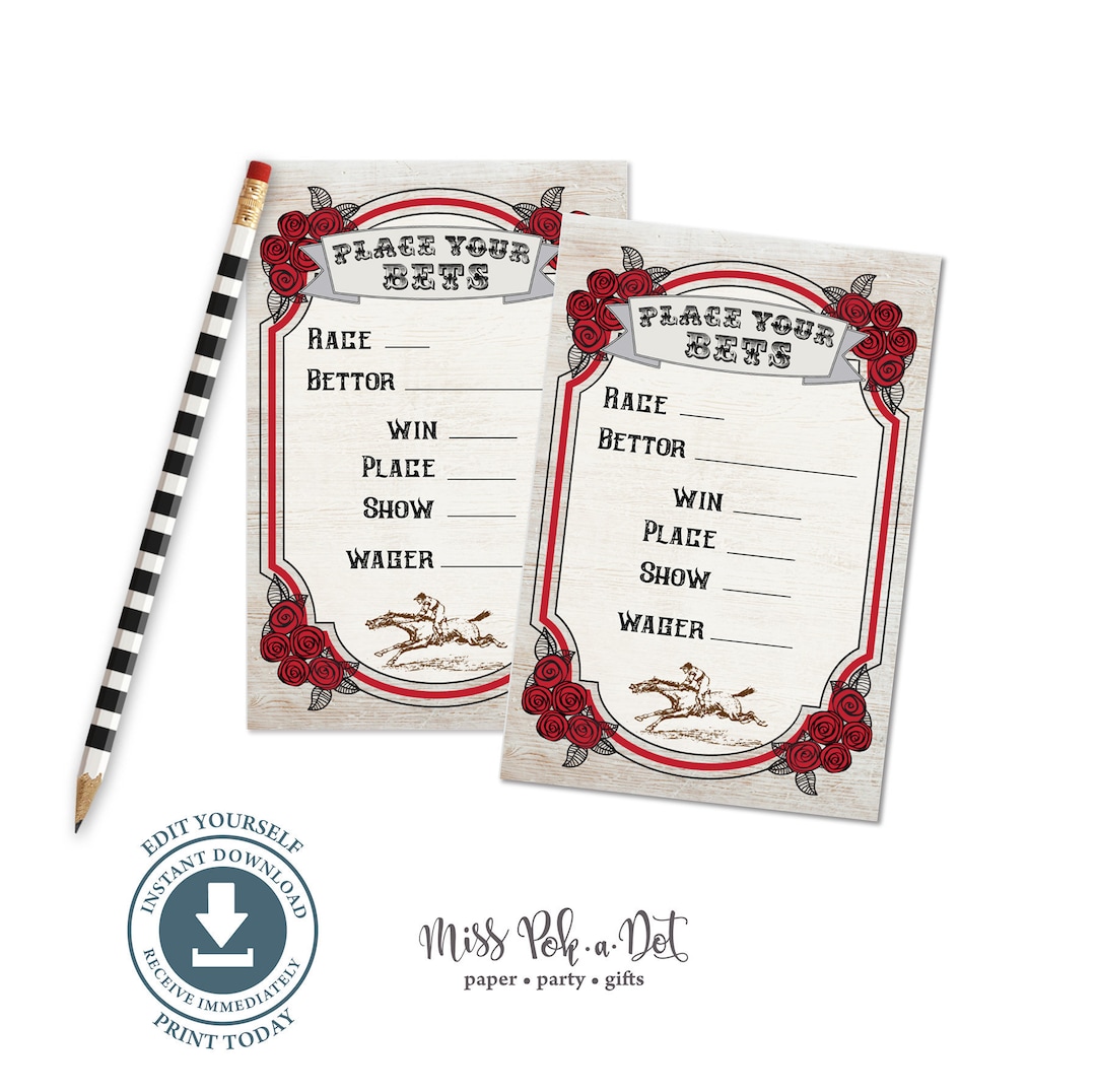 Kentucky Derby Race Betting Sign With Bet Slips Template, Editable