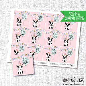 Puppy Dog Birthday Party Backdrop Banner Sign, Editable Digital File, Adopt a Pet, Adoption, Girl, Photo Prop, Back Drop, Doggy Paw-ty, Pink image 3