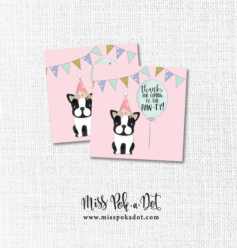 Puppy Dog Thank You Favor Tag Printable Adoption Pet - Etsy