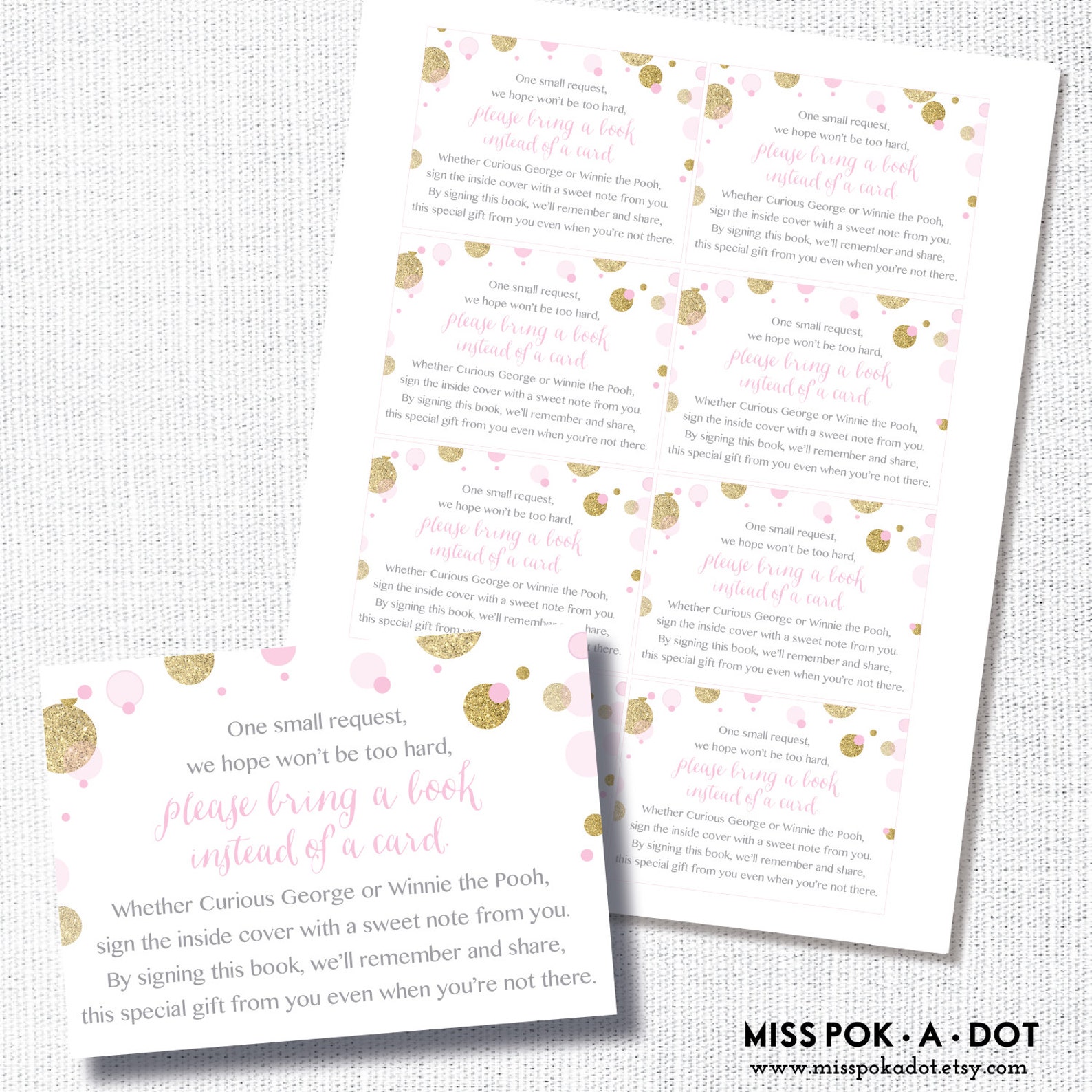 Instant Digital Download: Pink and Gold glitter Sprinkle Book Request ...