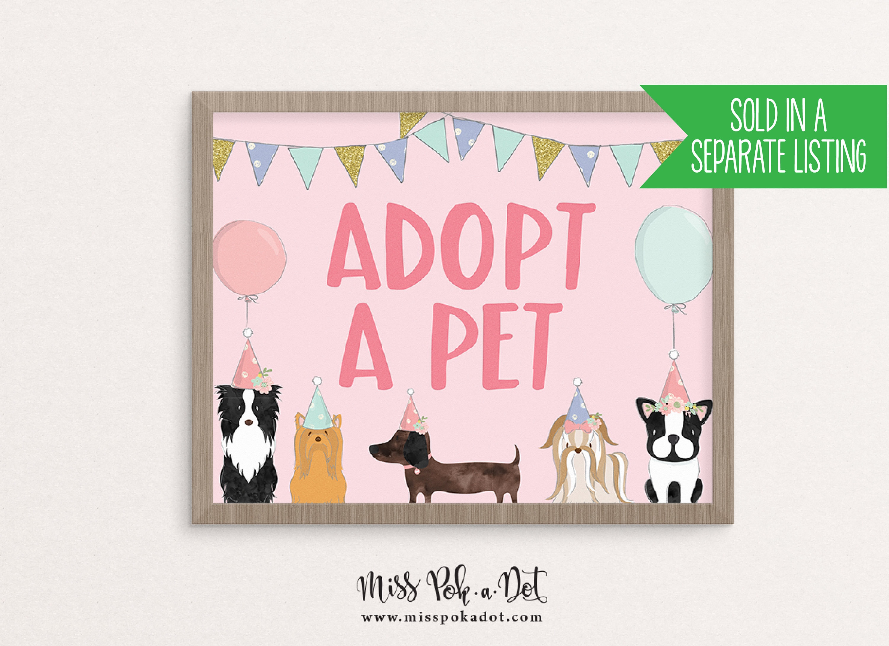 Adopt A Puppy Sign Printable Dog Birthday Party Puppy - Etsy Canada