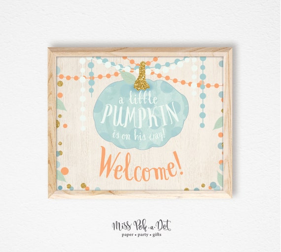 blue pumpkin baby shower decorations
