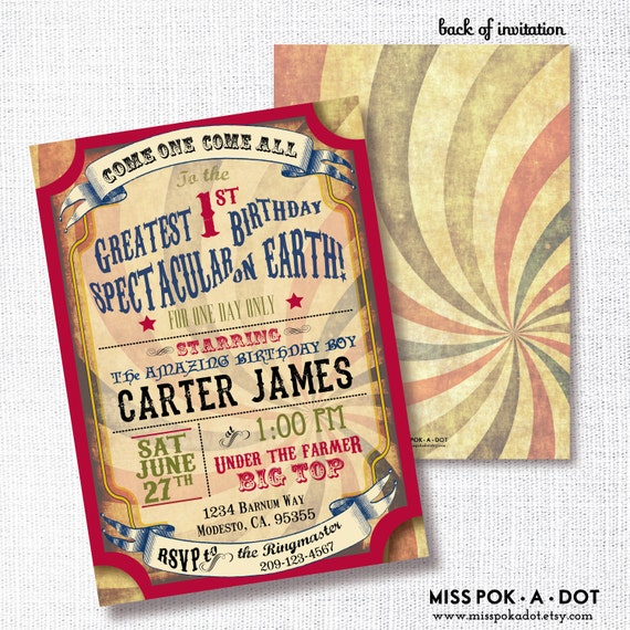 circus birthday party invitation printable carnival invite etsy