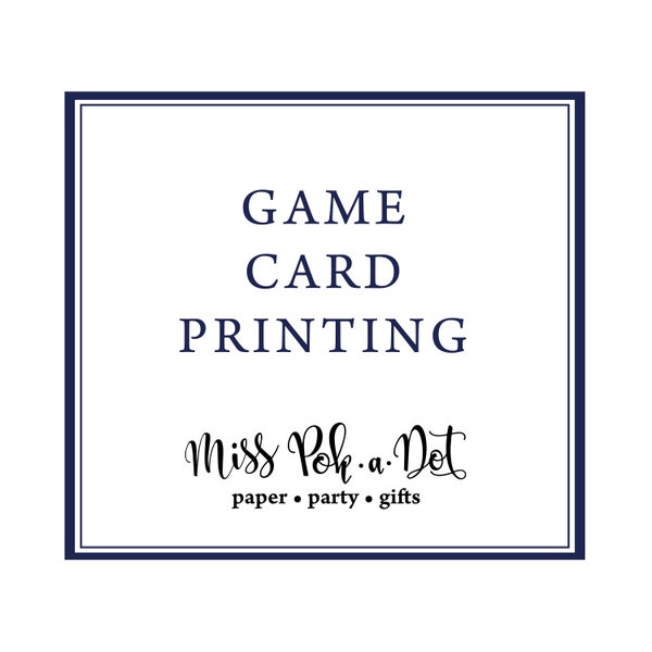 Game Card Printing, Printed Cards, Baby Shower Game, Bridal Shower Game