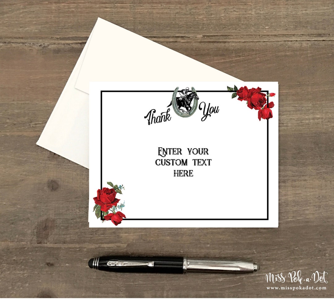 Horse Race Thank You Note Card, Editable Printable File, Kentucky Derby ...
