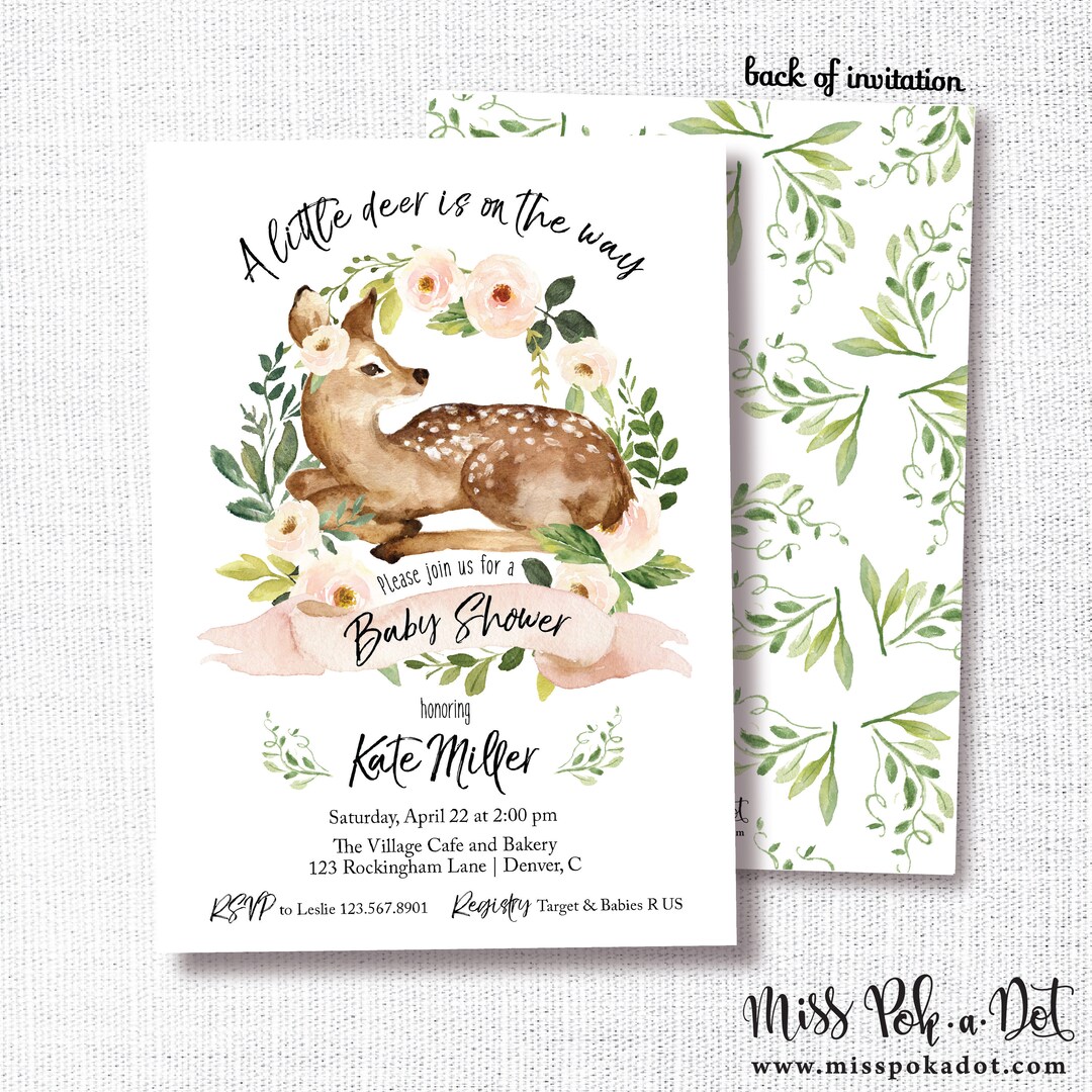 Little Deer Baby Shower Invitation Printable Girl Shower - Etsy