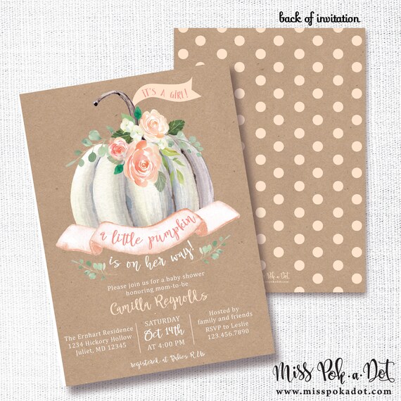 Girl Pumpkin Baby Shower Invitations 7
