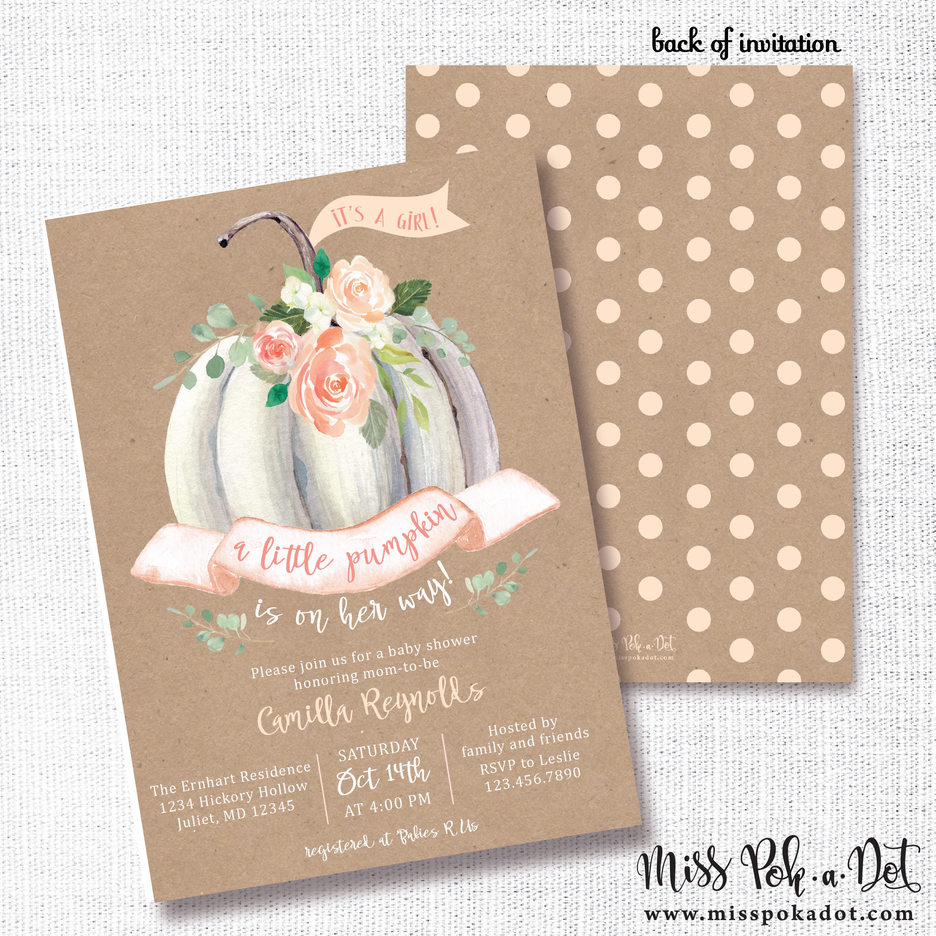 Little Pumpkin Baby Shower Invitation Printable Fall Shower | Etsy