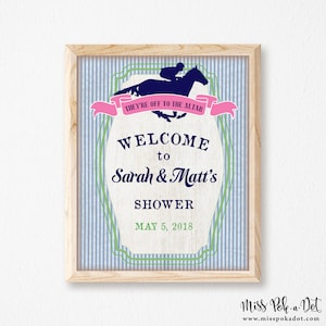 Preppy Derby Shower Welcome Sign, Editable Digital, Couples Wedding Shower, Seersucker, Party Decor, Customized, Horse, Race, Decoration