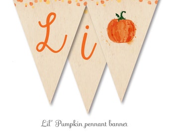 Printable Pennant Banner Little Pumpkin Baby Shower | Etsy