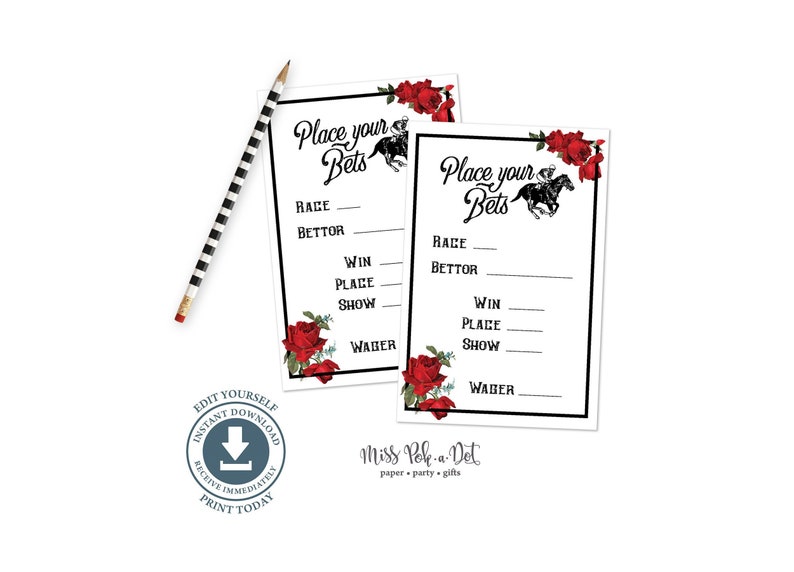 Horse Race Betting Cards Editable Printable File Bet Etsy